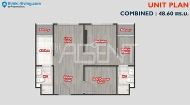 ขายคอนโดมิเนียม ดิ ออริจิ้น บางแค  48 sq.m, 2 ห้องนอน